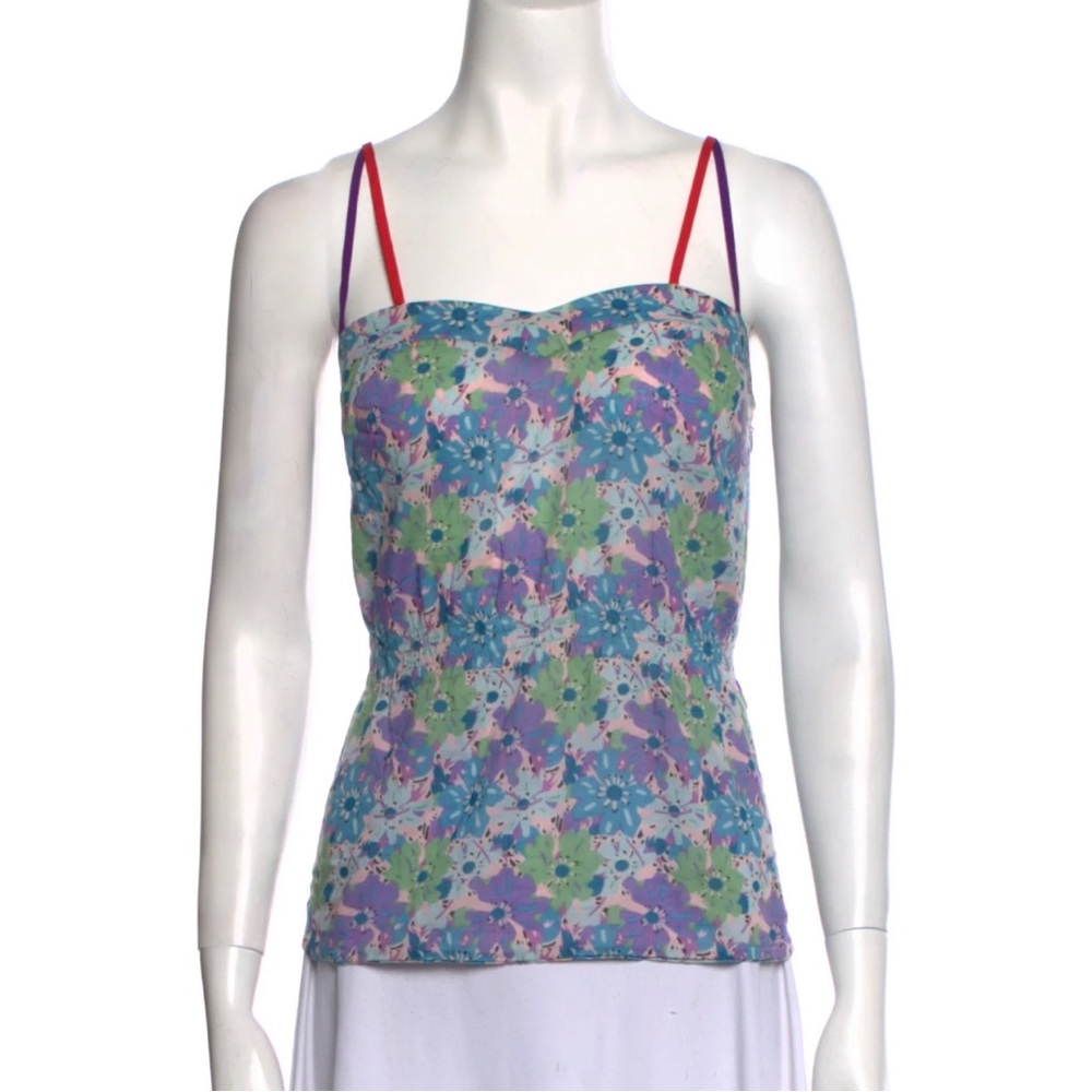 NWT Marc by Marc Jacobs Blue Purple Green Floral Sweetheart Strappy Tank Top 12